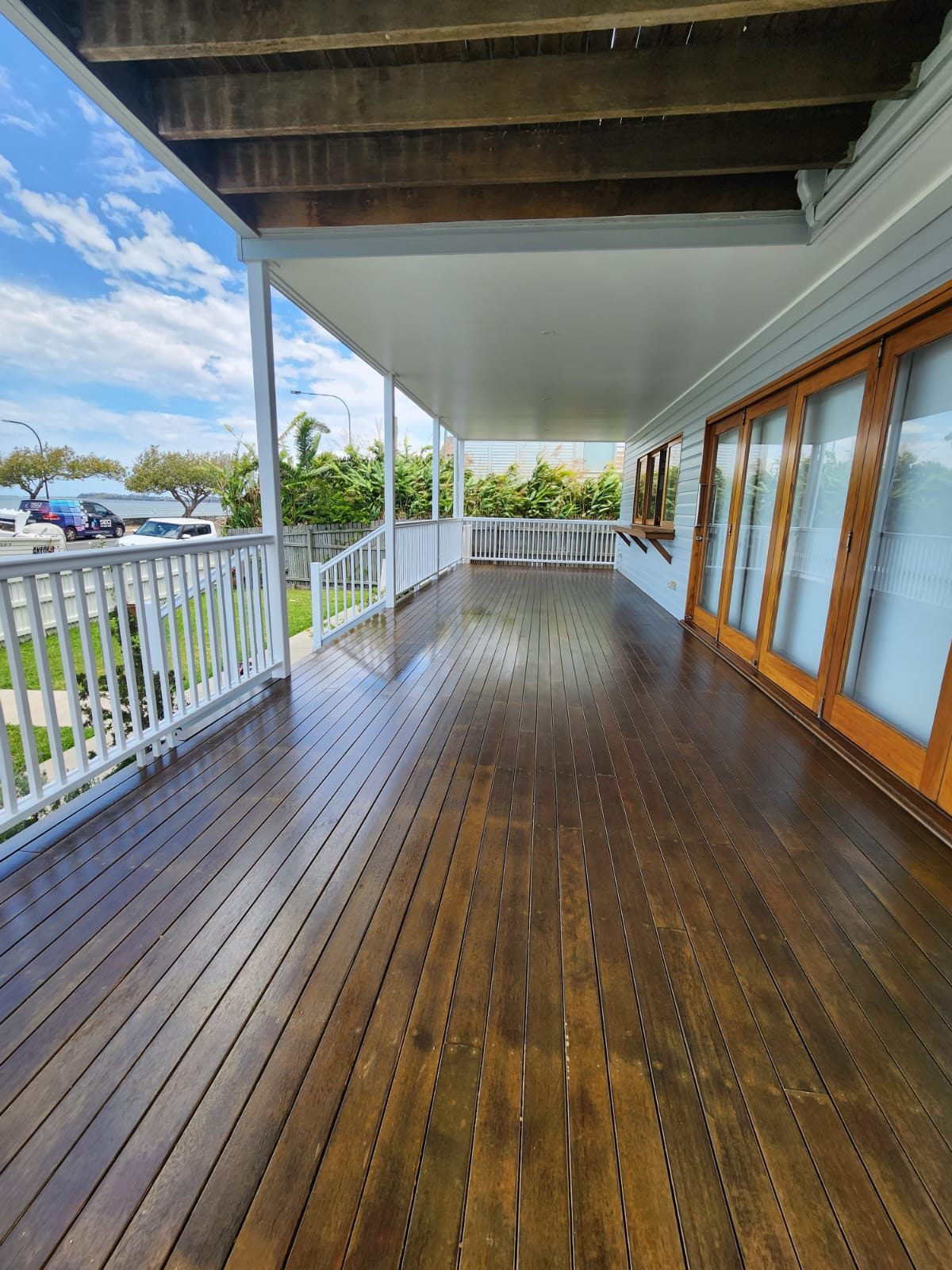 Restored timber deck, Brisbane riverside home