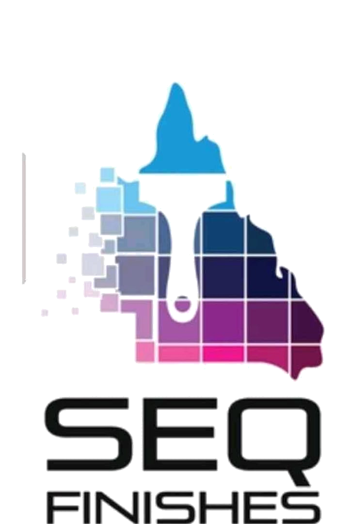 SEQ Finishes logo — a paintbrush stroke tracing the South East Queensland coastline